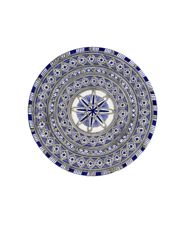 blue painted dish