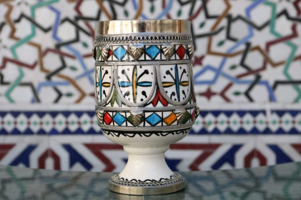 Moroccan King's Cup of Fes Pottery